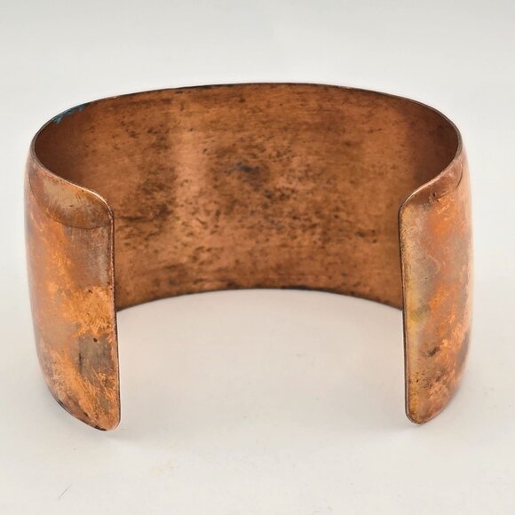 VTG Cobre Copper & Brass Turquoise Inlay Butterfly Wide Cuff Bracelet 7" Mexico - Picture 3 of 11